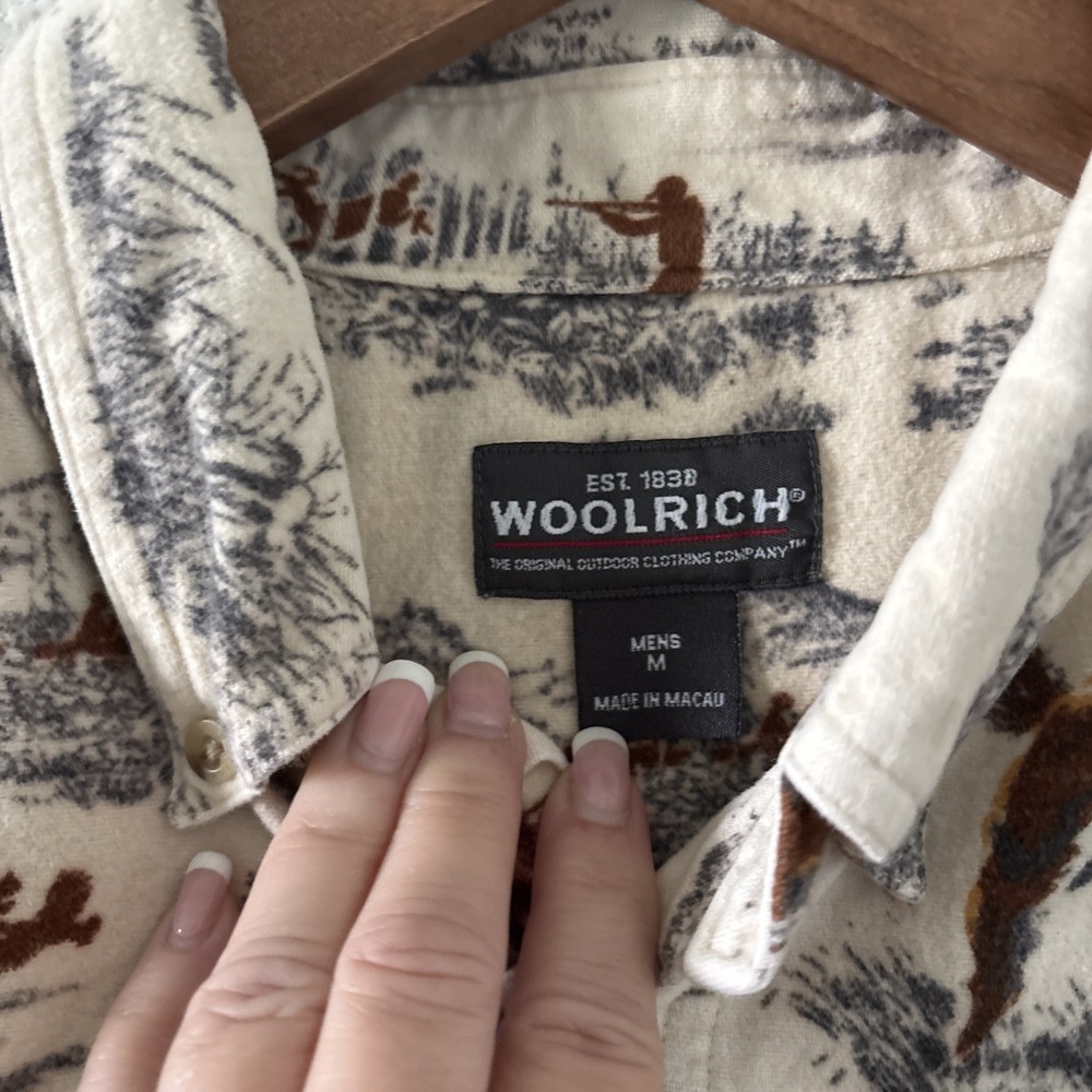 Woolrich Flannel Button Down Moccasin Deer And Pheasant Size M - Picture 2 of 8